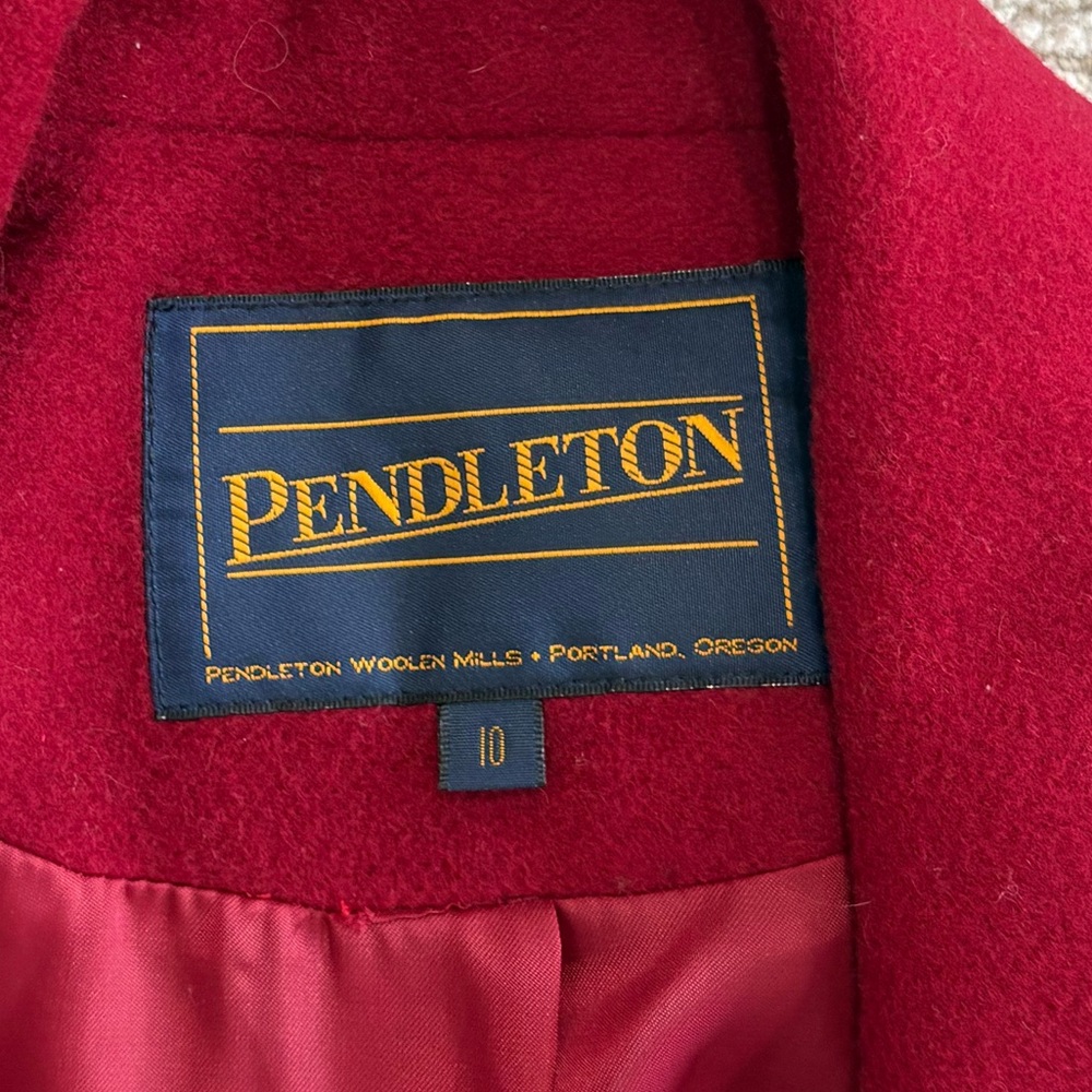 Pendleton 100% Lambswool Red Double Breasted Peac… - image 2